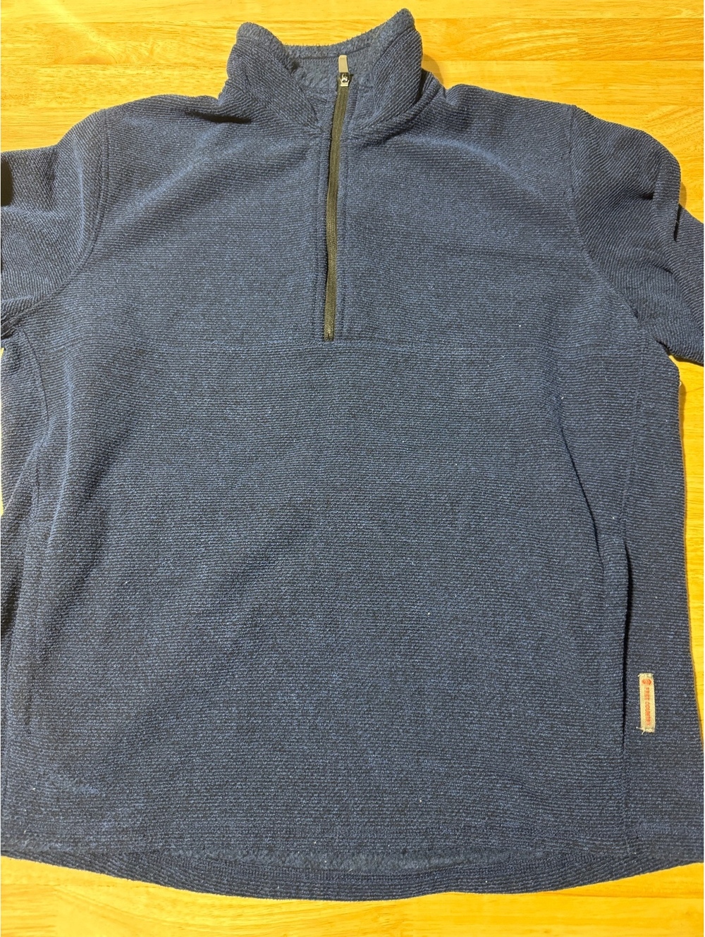 Free Country Men’s Large Blue Quarter-Zip Fleece Pullover Kangaroo Pocket